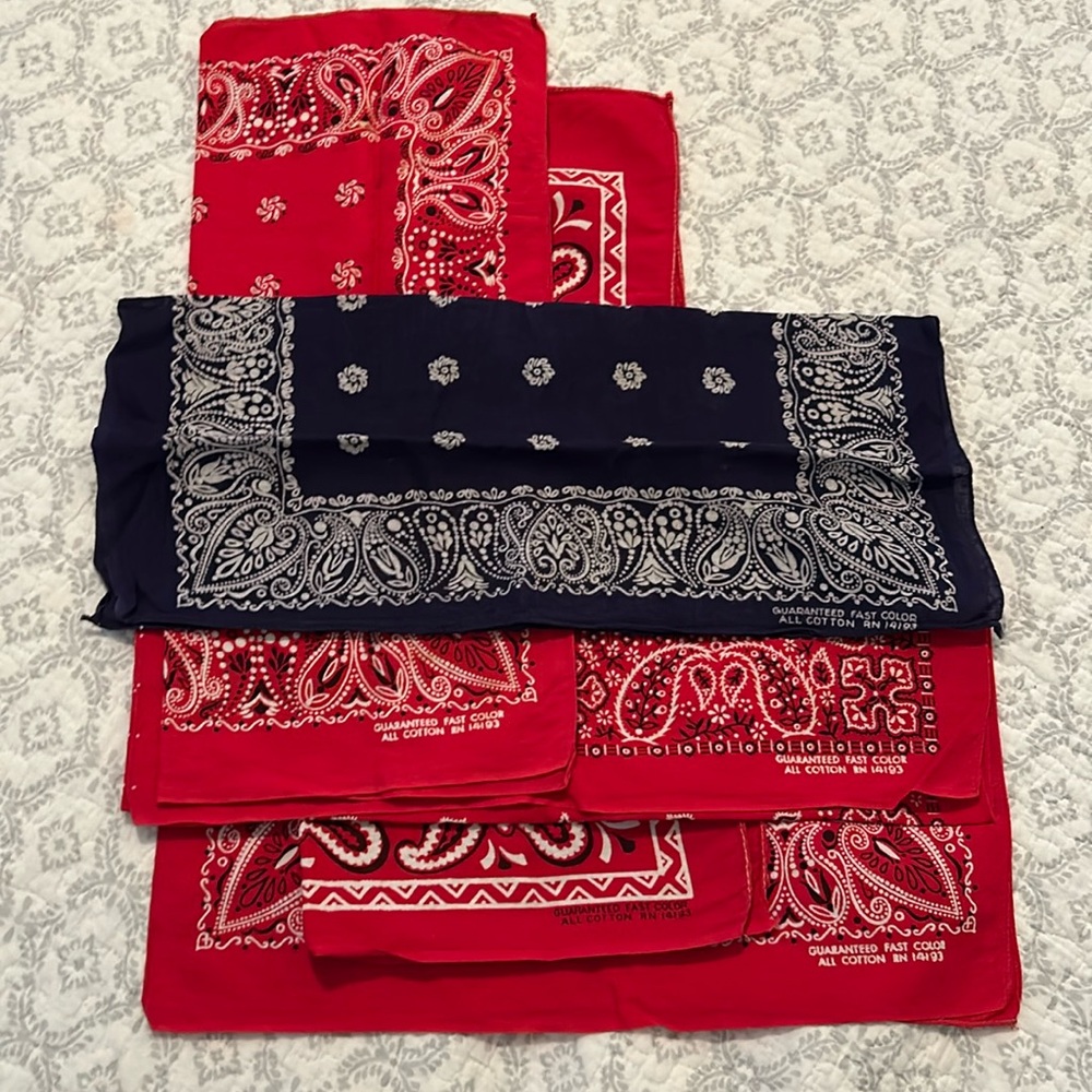 Vintage Lot of 5 Bandanas